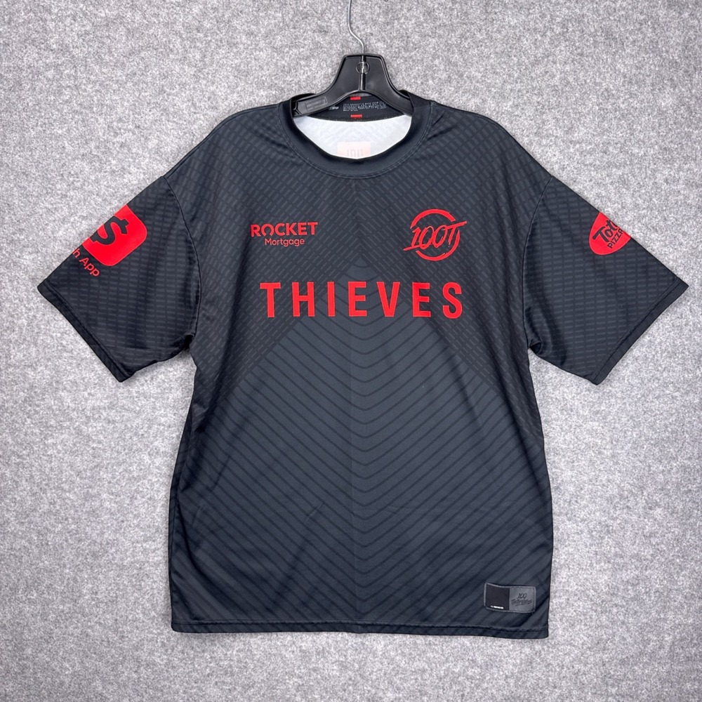 100 Thieves 2020 Primary Jersey Mens XL Black Esports Rocket Mortgage Cash App
